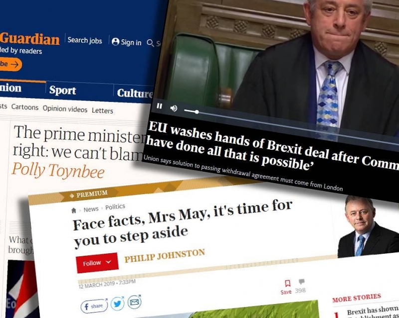 "Boże dopomóż", "Czas, by premier zniknęła". Brytyjska prasa komentuje porażkę May.