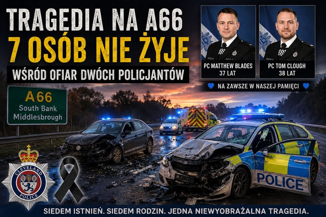 Siedem osób zginęło w tragicznym wypadku na A66. Wśród ofiar dwóch policjantów.